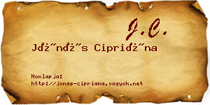 Jónás Cipriána névjegykártya